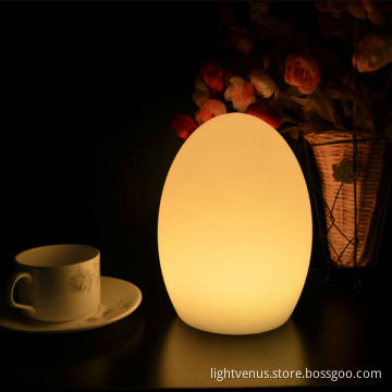 PE materials multi color change egg shape desk reading table lamp